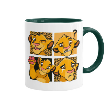 Simba, lion king, Mug colored green, ceramic, 330ml