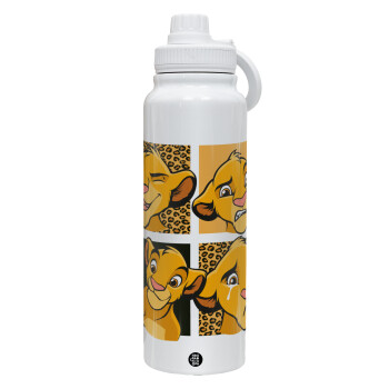 Simba, lion king, 1L Stainless Steel Thermal Bottle with Phone Holder & Double Wall Insulation