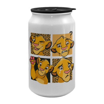 Simba, lion king, Κούπα ταξιδιού μεταλλική με καπάκι (tin-can) 500ml