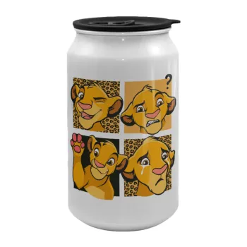 Simba, lion king, Κούπα ταξιδιού μεταλλική με καπάκι (tin-can) 500ml
