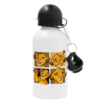 Simba, lion king, Metal water bottle, White, aluminum 500ml