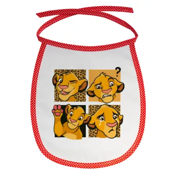 Simba, lion king, Σαλιάρα μωρού αλέκιαστη με κορδόνι Κόκκινη