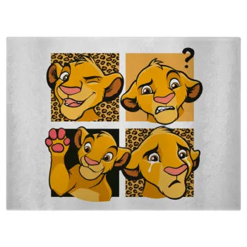 Simba, lion king, Επιφάνεια κοπής γυάλινη (38x28cm)