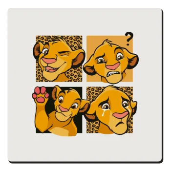 Simba, lion king, Τετράγωνο μαγνητάκι ξύλινο 6x6cm