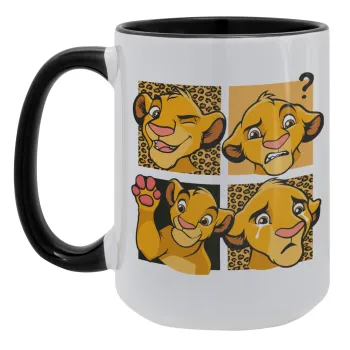Simba, lion king, Κούπα Mega 15oz, κεραμική Μαύρη, 450ml