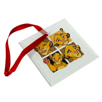 Simba, lion king, Christmas ornament, glass square ornament 9x9cm