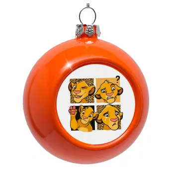 Simba, lion king, Orange Christmas tree ornament bauble 8cm