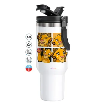 Simba, lion king, Mega Tumbler με καπάκι, διπλού τοιχώματος (θερμό) 1,2L