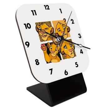 Simba, lion king, Επιτραπέζιο ρολόι ξύλινο με δείκτες (10cm)
