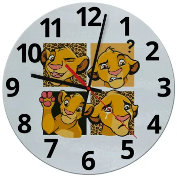 Simba, lion king, Ρολόι τοίχου γυάλινο (30cm)