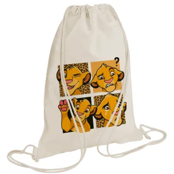 Simba, lion king, Backpack bag GYMBAG natural (28x40cm)