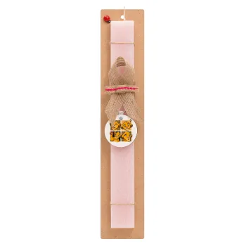 Simba, lion king, Easter Set, wooden keychain & scented flat Easter candle (30cm) (PINK)