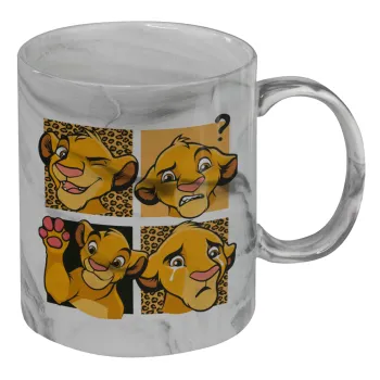 Simba, lion king, Mug ceramic marble style, 330ml