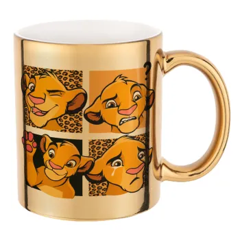 Simba, lion king, Mug ceramic, gold mirror, 330ml