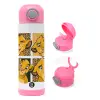 Children's hot water bottle, stainless steel, with safety straw, PINK (500ml)