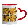 Mug heart red handle, ceramic, 330ml