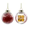Transparent Christmas tree ball ornament with red filling 8cm