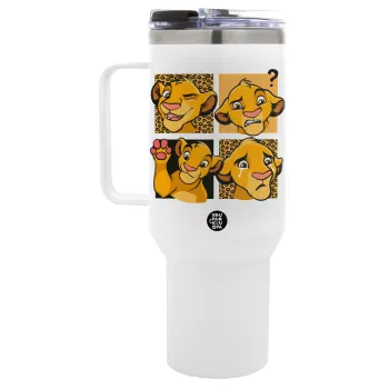 Simba, lion king, Mega Tumbler με καπάκι, διπλού τοιχώματος (θερμό) 1,2L