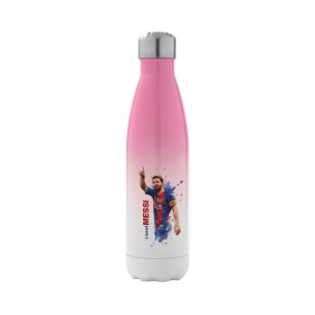 Lionel Messi, Metal mug thermos Pink/White (Stainless steel), double wall, 500ml