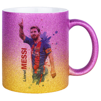 Lionel Messi, Κούπα Χρυσή/Ροζ Glitter, κεραμική, 330ml