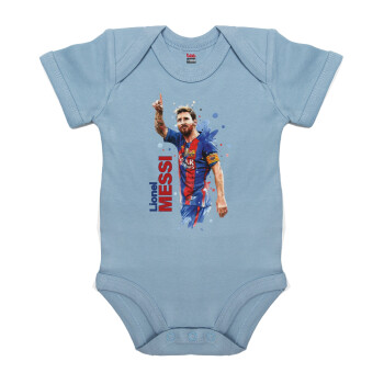 Λιονέλ Μέσι, Βρεφικό φορμάκι μωρού, 0-18 μηνών, Μπλε, 100% Organic Cotton, κοντομάνικο
