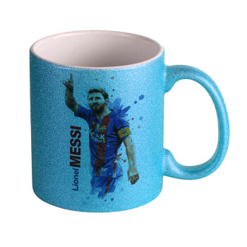 Lionel Messi, Κούπα Σιέλ Glitter που γυαλίζει, κεραμική, 330ml