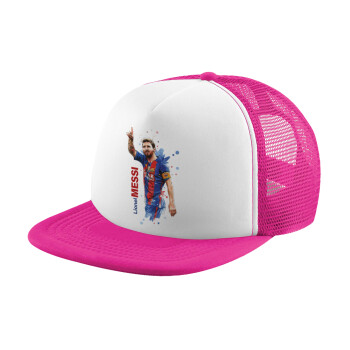 Λιονέλ Μέσι, Καπέλο Ενηλίκων Soft Trucker με Δίχτυ Pink/White (POLYESTER, ΕΝΗΛΙΚΩΝ, UNISEX, ONE SIZE)