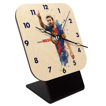 Lionel Messi, Quartz Table clock in natural wood (10cm)