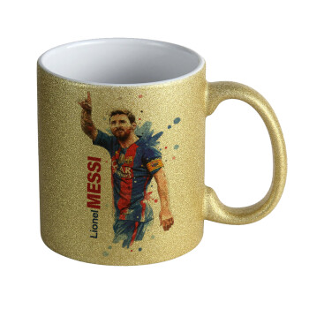 Lionel Messi, Κούπα Χρυσή Glitter που γυαλίζει, κεραμική, 330ml
