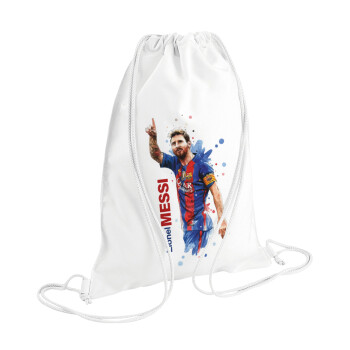 Lionel Messi, Τσάντα πλάτης πουγκί GYMBAG λευκή (28x40cm)