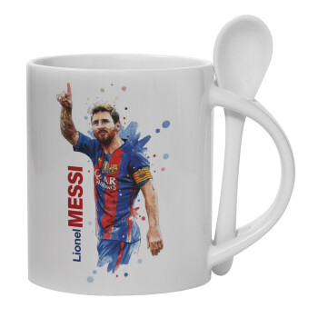 Lionel Messi, Ceramic coffee mug with Spoon, 330ml (1pcs)