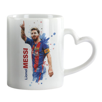 Lionel Messi, Mug heart handle, ceramic, 330ml