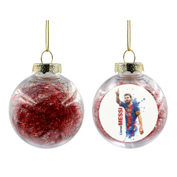 Λιονέλ Μέσι, Χριστουγεννιάτικη μπάλα δένδρου διάφανη με κόκκινο γέμισμα 8cm