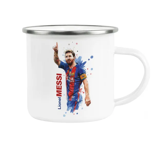 Lionel Messi — Metallic enamel cup white 360ml