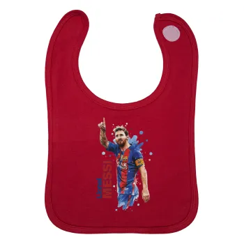 Lionel Messi, Σαλιάρα με Σκρατς Κόκκινη 100% Organic Cotton (0-18 months)