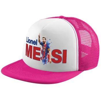 Lionel Messi, Child's Soft Trucker Hat with Pink/White Mesh (POLYESTER, CHILD, ONE SIZE)