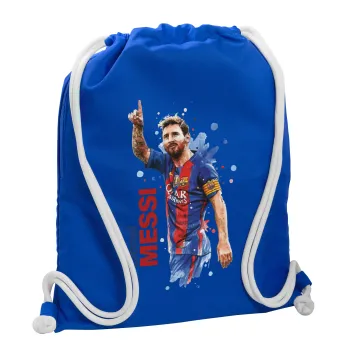 Lionel Messi, Backpack pouch GYMBAG Blue, with pocket (40x48cm) & thick cords