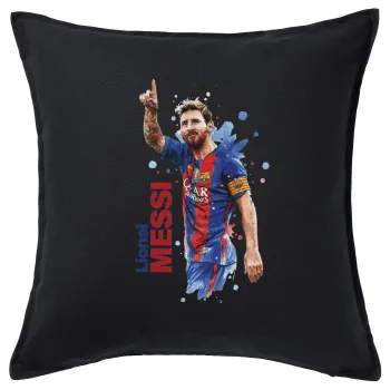 Lionel Messi, Sofa cushion black 50x50cm includes filling