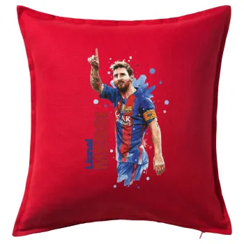 Λιονέλ Μέσι, Μαξιλάρι καναπέ Κόκκινο 100% βαμβάκι, περιέχεται το γέμισμα (50x50cm)