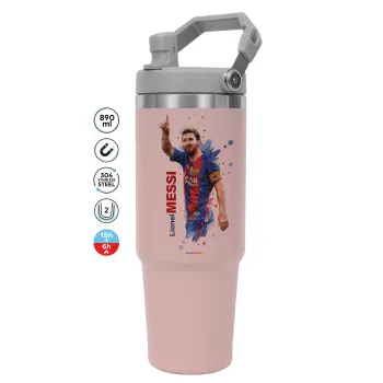 Lionel Messi, Pink color, 890ml (30oz) stainless Steel Tumbler with Handle