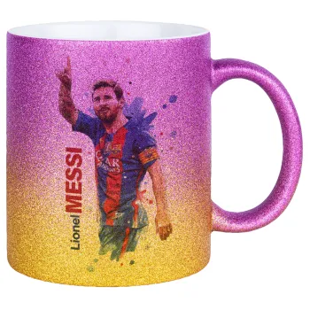 Lionel Messi, Κούπα Χρυσή/Ροζ Glitter, κεραμική, 330ml