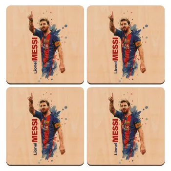 Λιονέλ Μέσι, ΣΕΤ x4 Σουβέρ ξύλινα τετράγωνα plywood (9cm)