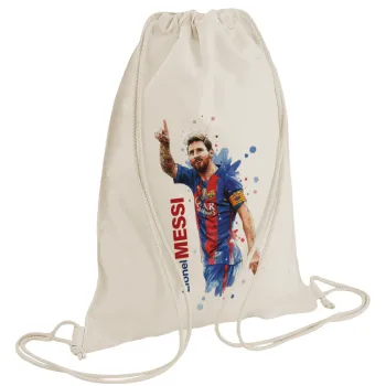 Lionel Messi, Backpack bag GYMBAG natural (28x40cm)