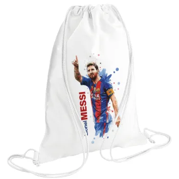 Lionel Messi, Backpack pouch GYMBAG white (28x40cm)