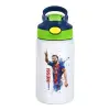 Παιδικό παγούρι θερμό, ανοξείδωτο, με καλαμάκι ασφαλείας, πράσινο/μπλε (350ml)