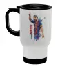 Κούπα ταξιδιού ανοξείδωτη με καπάκι, διπλού τοιχώματος (θερμό) λευκή 450ml
