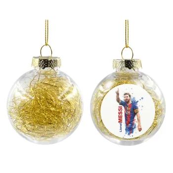 Lionel Messi, Transparent Christmas tree ball ornament with gold filling 8cm