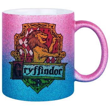 Gryffindor, Harry potter, Κούπα Χρυσή/Μπλε Glitter, κεραμική, 330ml