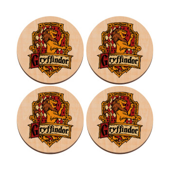 Gryffindor, Harry potter, ΣΕΤ x4 Σουβέρ ξύλινα στρογγυλά plywood (9cm)