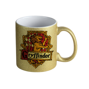Gryffindor, Harry potter, Κούπα Χρυσή Glitter που γυαλίζει, κεραμική, 330ml